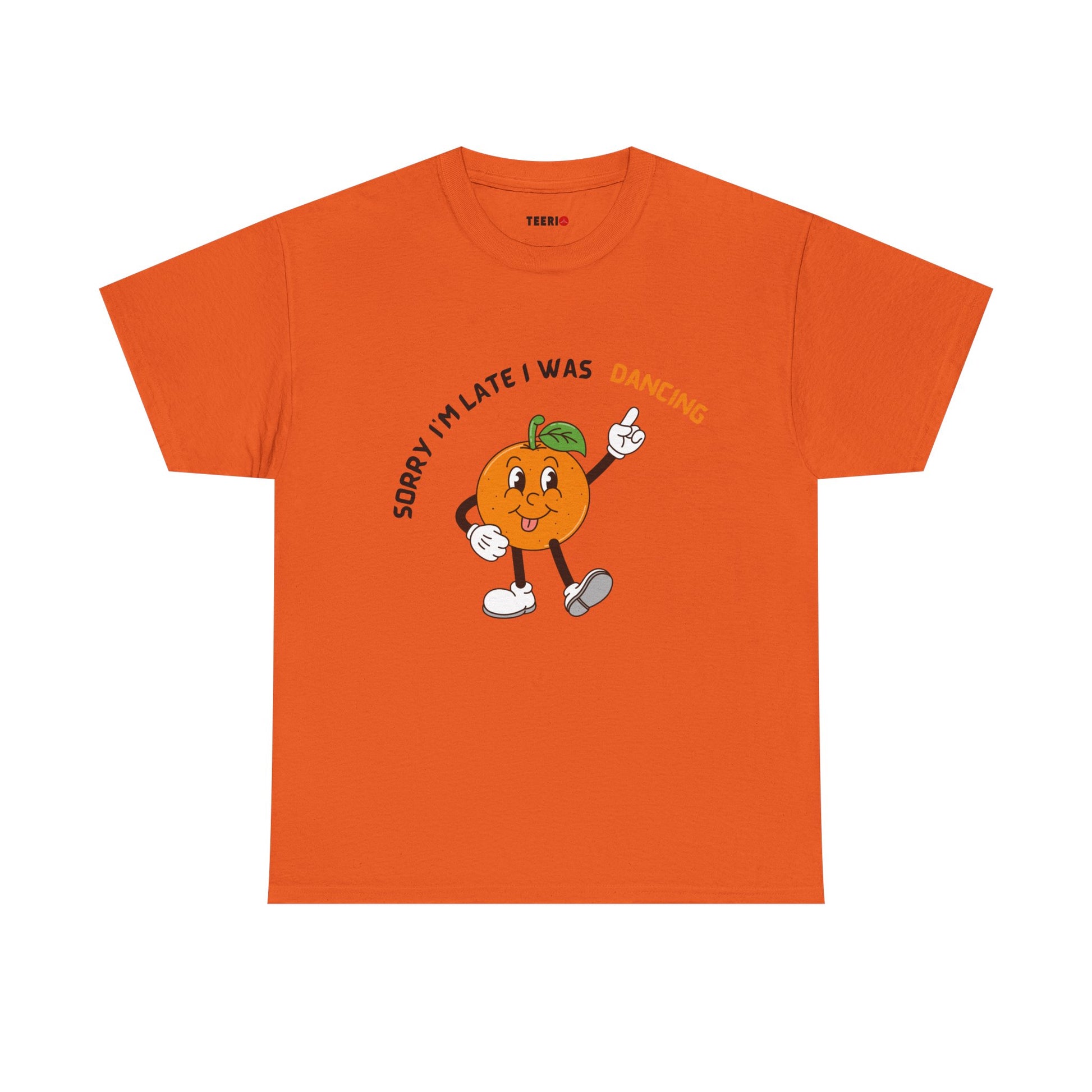 Dancing Orange Graphic Tee – Fun Citrus T-Shirt for Dance Lovers”