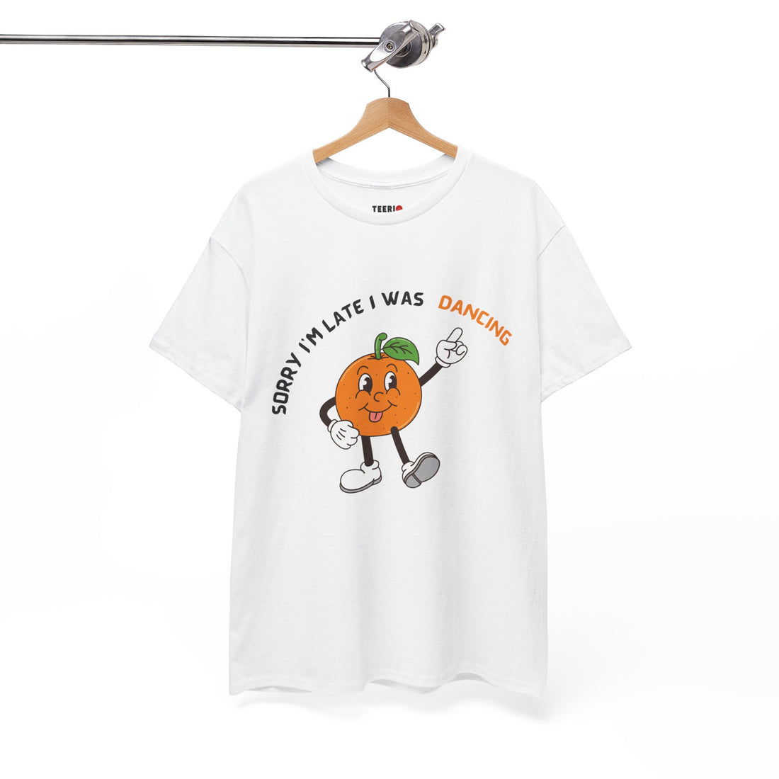 Dancing Orange Graphic Tee – Fun Citrus T-Shirt for Dance Lovers”