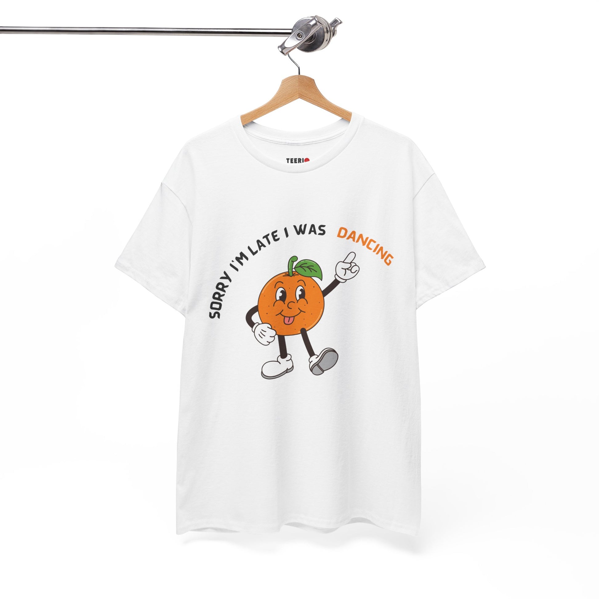 Dancing Orange Graphic Tee – Fun Citrus T-Shirt for Dance Lovers”