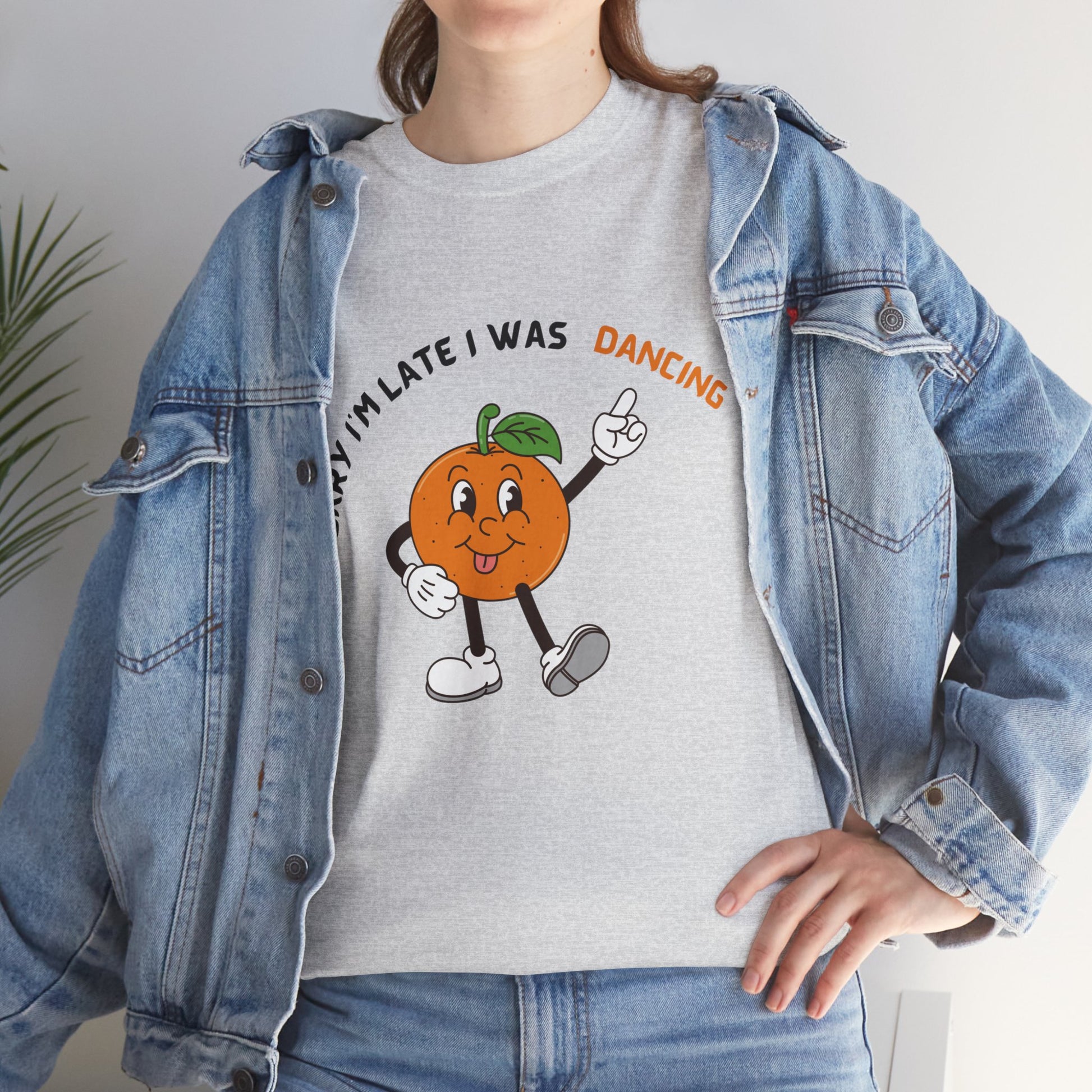 Dancing Orange Graphic Tee – Fun Citrus T-Shirt for Dance Lovers”
