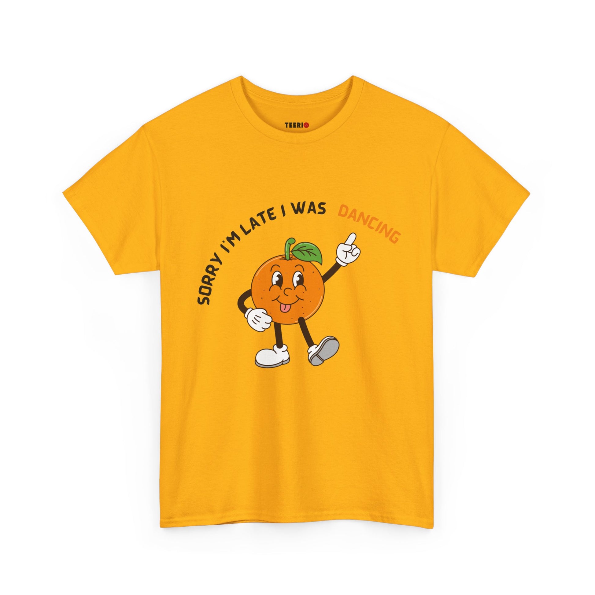 Dancing Orange Graphic Tee – Fun Citrus T-Shirt for Dance Lovers”