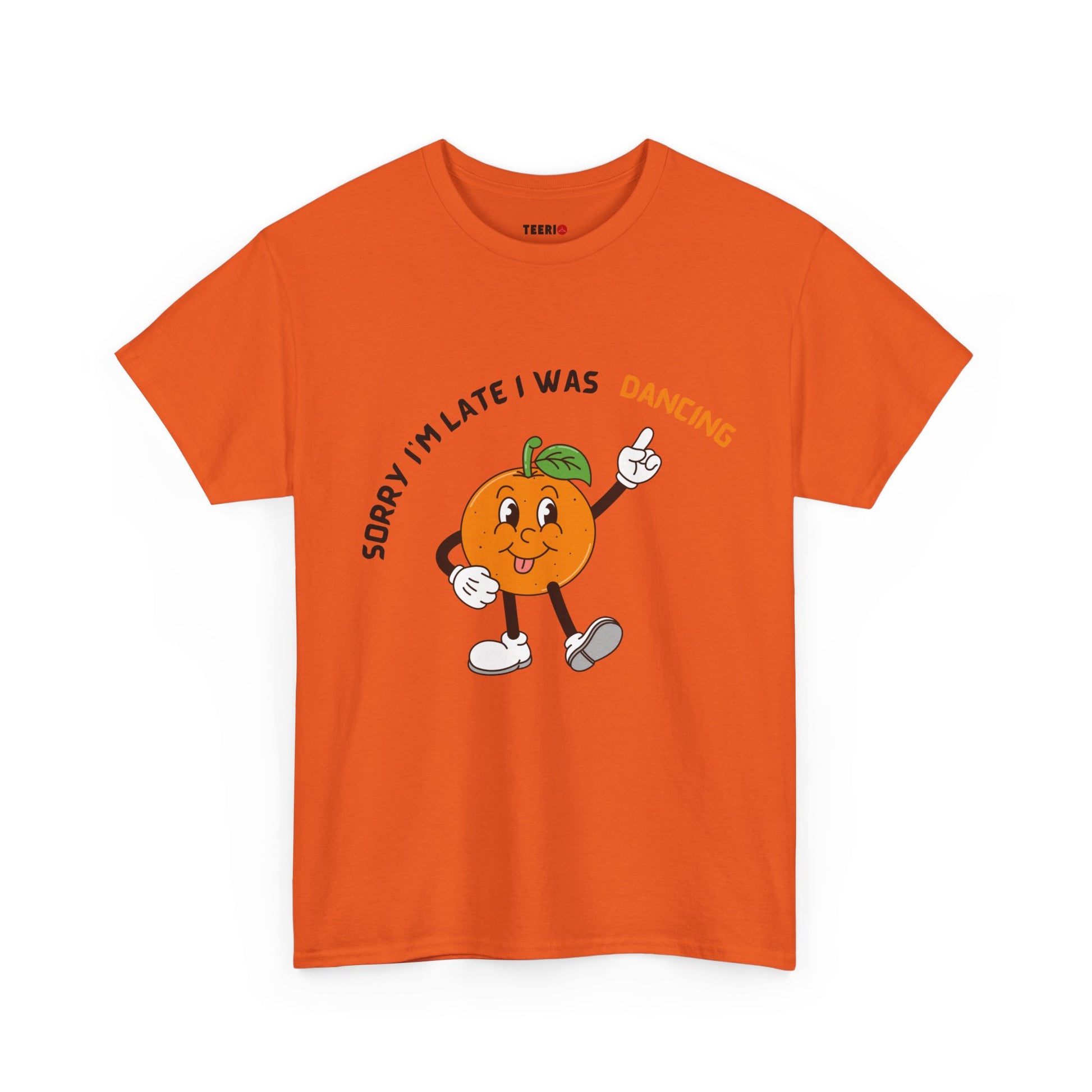 Dancing Orange Graphic Tee – Fun Citrus T-Shirt for Dance Lovers”