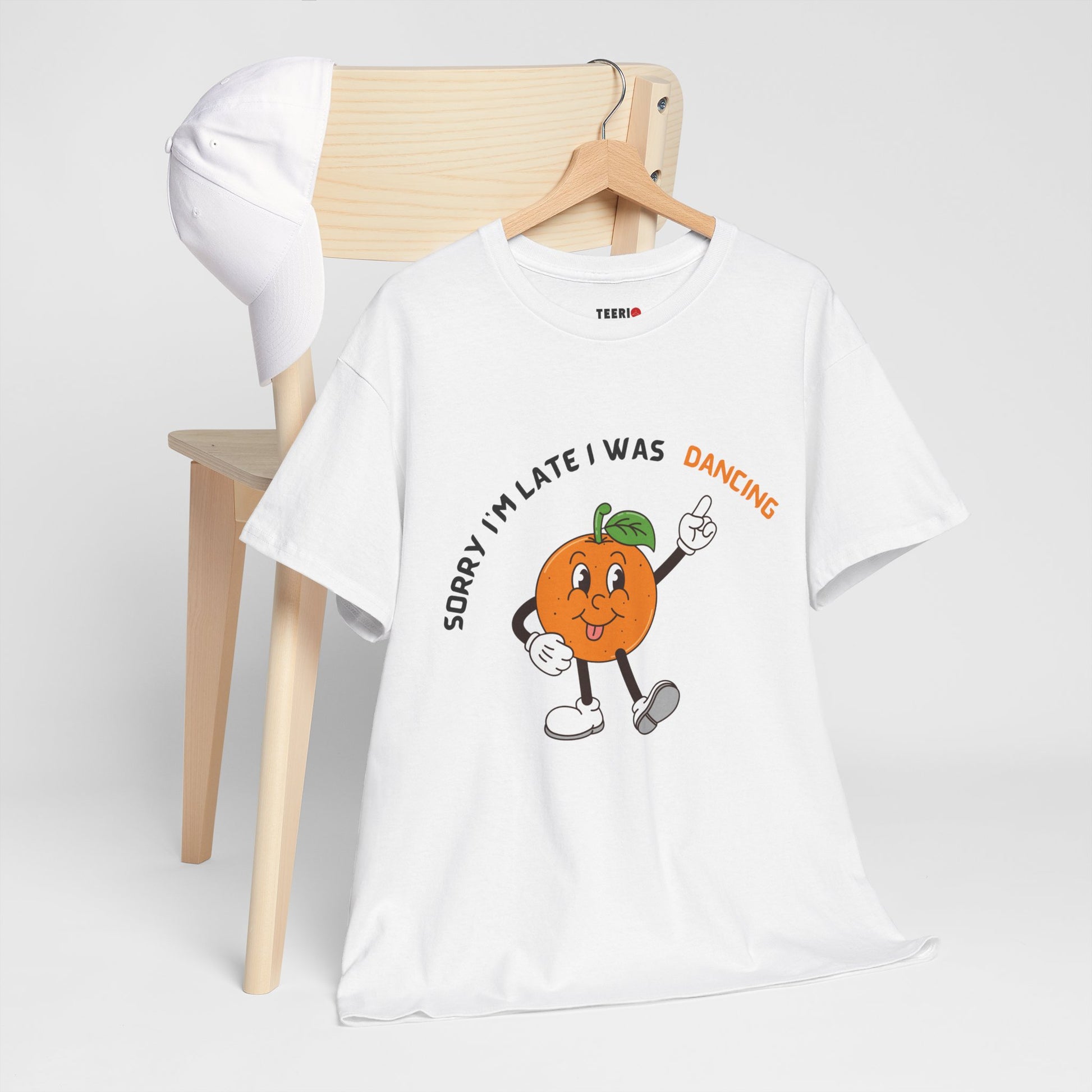 Dancing Orange Graphic Tee – Fun Citrus T-Shirt for Dance Lovers”