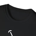Black Teerio T-shirt close-up showing collar and part of printed design inspirational shirt for men and women