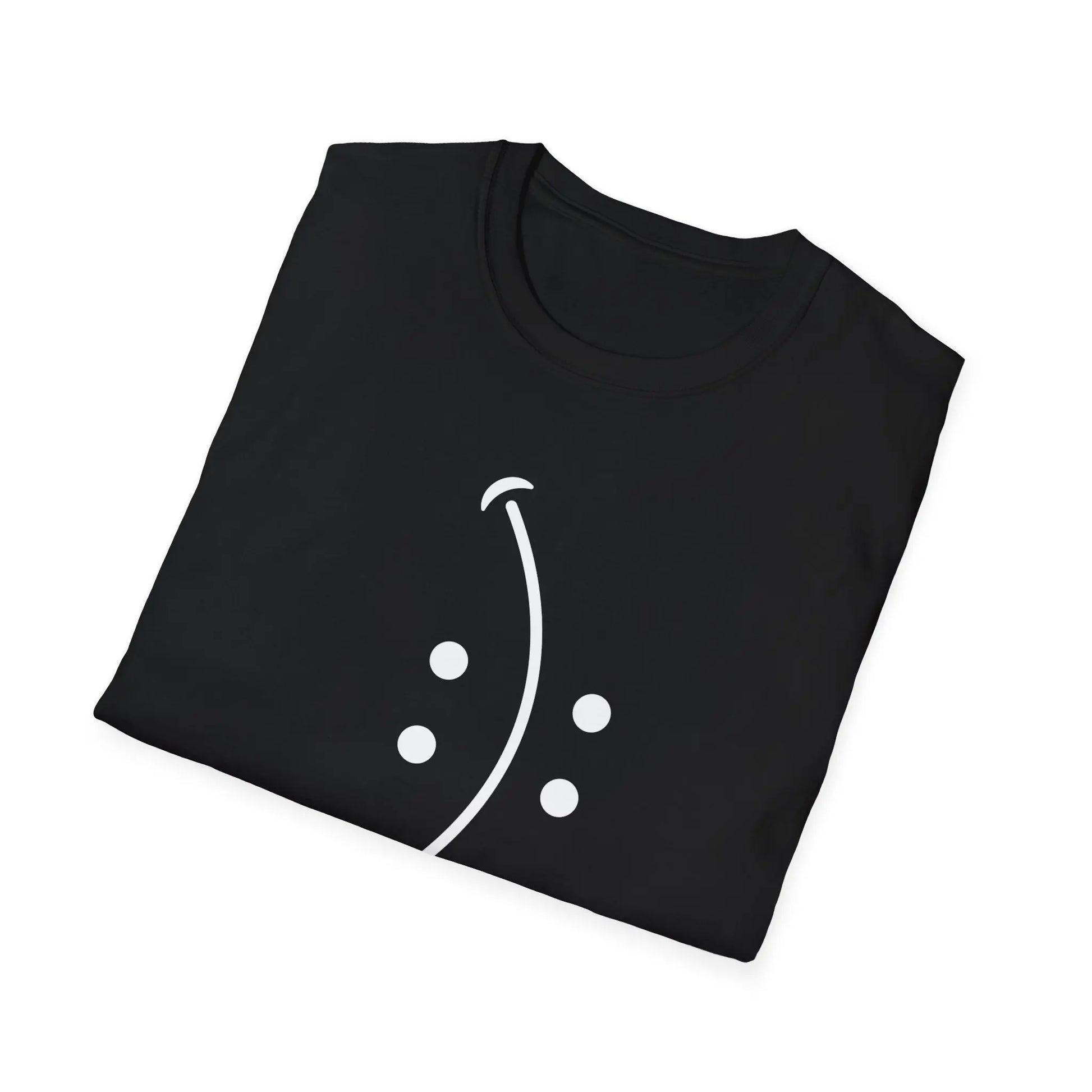 Black inspirational shirt for men and women by Teerio with a simple white curved line design
