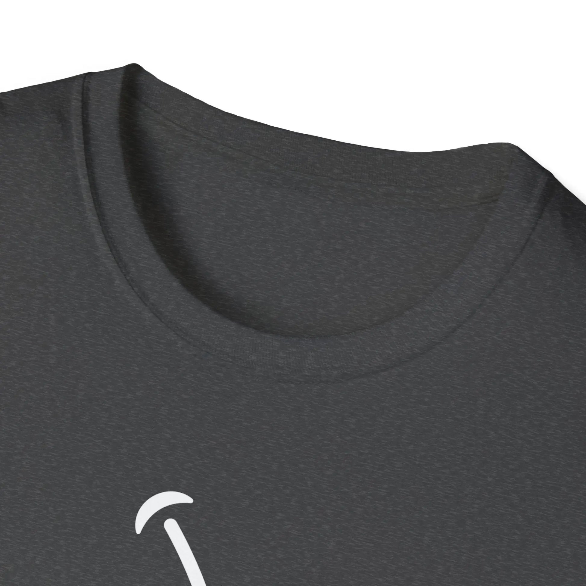 Close-up of dark gray Teerio T-shirt featuring an inspirational shirt for men and women design