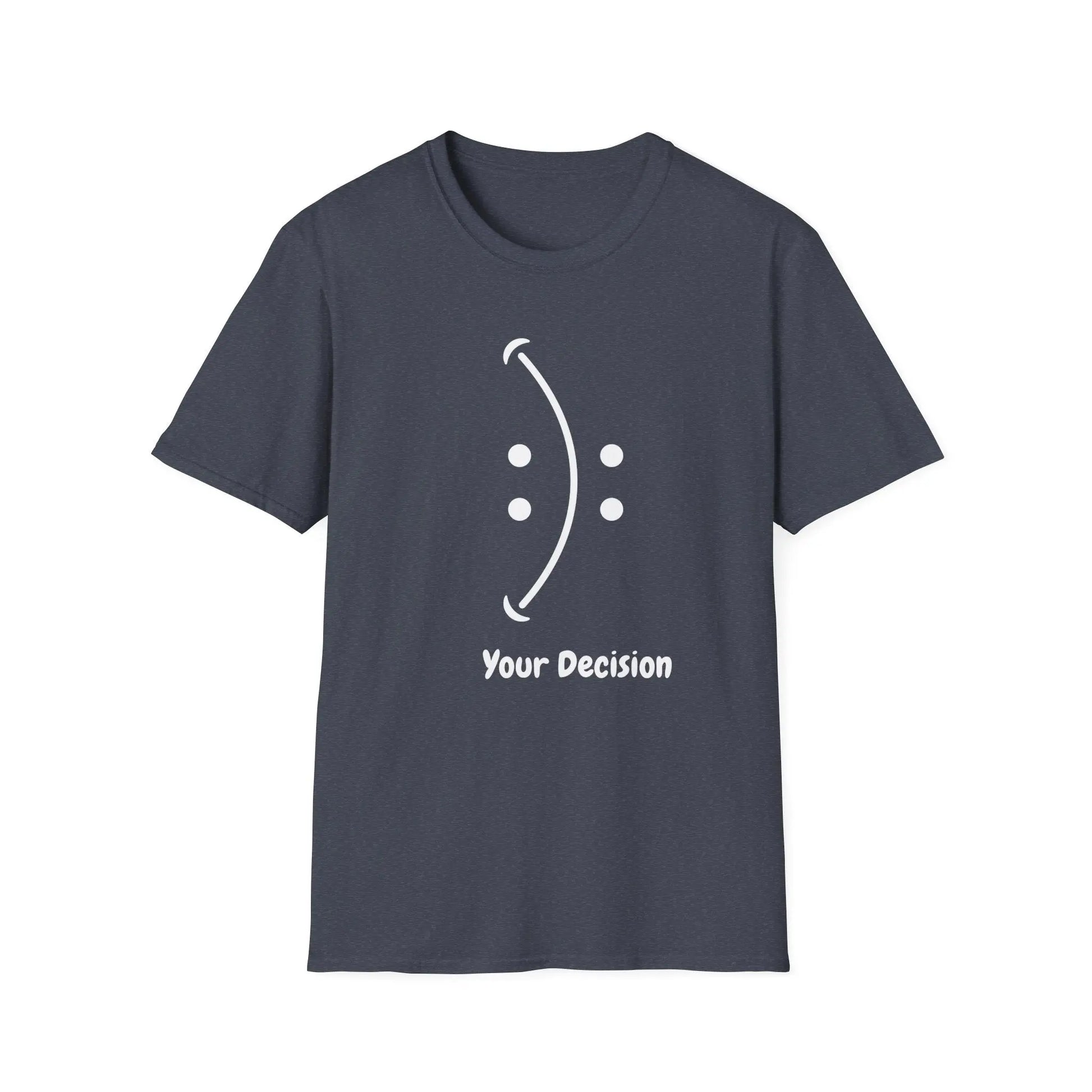 Teerio inspirational shirt for men and women with Your Decision graphic in navy blue
