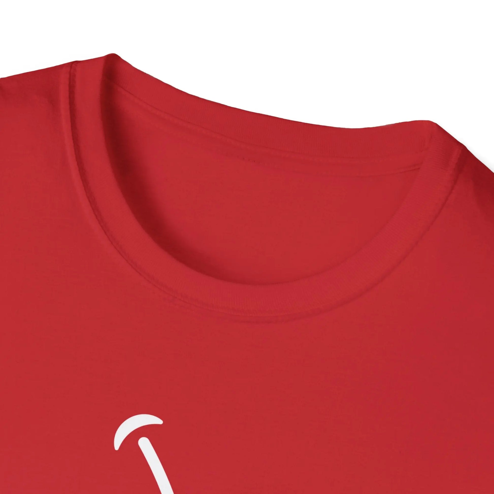 Teerio red inspirational shirt for men and women with a round neckline close-up view